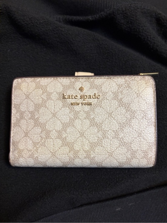 kate spade Handbags - Kate Spade Metallic Beige Logo Bifold Wallet with Gold Accents